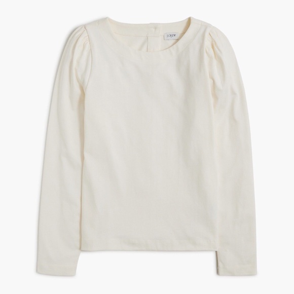 New J.CREW Size L Puff-Sleeve Button-Back Top in Ivory $69 CA965 - Picture 1 of 4